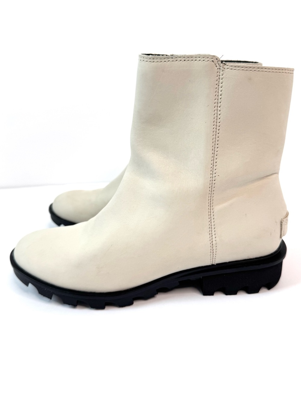 Sorel Phoenix Zip Waterproof Leather Lug Sole Ankle Boots Ivory Size 8 - Picture 5 of 11